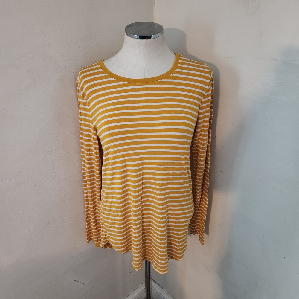 Old Navy Yellow and White Striped Long Sleeve Tee